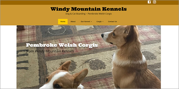 Windy Mountain Kennels, Granville, NY - website design by tmiller web design
